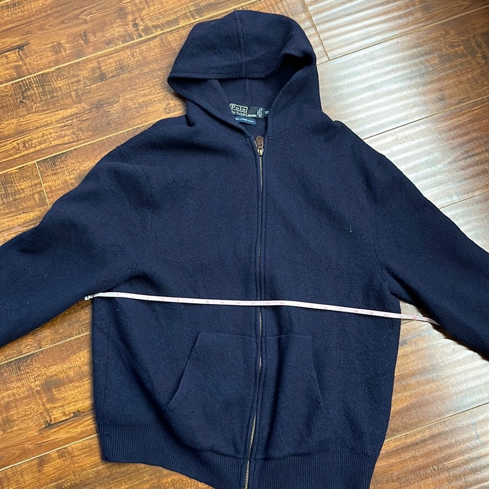 Hoodie Lambs wool Ralph Lauren Polo 100% wool sweater full zip jacket